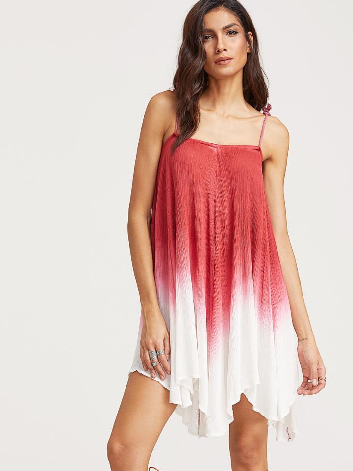 Shein Ombre Asymmetric Hem Slip Dress