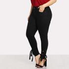 Shein Plus Lace Up Hem Jeans