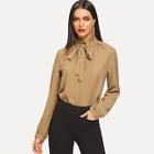 Shein Frill Neck Knot Solid Top