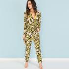 Shein Leopard Print Floral Jumpsuit