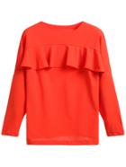 Shein Orange Ruffle Trim T-shirt