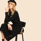 Shein 80s Snap Button Side Ribbed Knit Dress