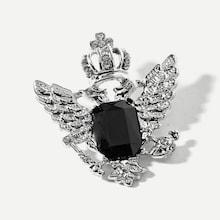 Shein Men Crown & Wing Gemstone Brooch