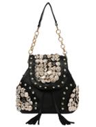 Shein Carved Button & Rhinestone Studded Backpack