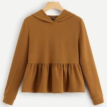 Shein Ruffle Hem Textured Hoodie