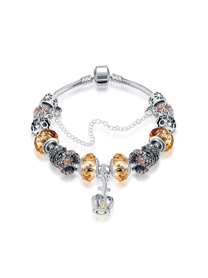 Shein Crown Detail Charm Bracelet With Crystal