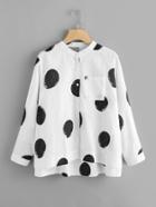 Shein Dot Print Dip Hem Blouse