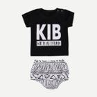 Shein Boys Letter Print Tee With Geo Print Shorts