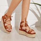 Shein Tie Leg Wedge Sandals With Tassel