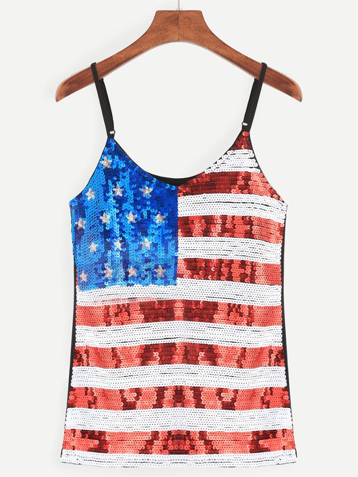 Shein Spaghetti Strap Sequined Cami Top
