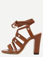 Shein Brown Studs Strappy Chunky Sandals