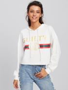 Shein Mixed Print Crop Hoodie