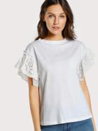 Shein Eyelet Trim Sleeve Top