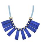 Shein Fashionable Style Beautiful Blue Long Spike Statement Collar Necklace