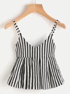 Shein V Neckline Vertical Striped Babydoll Cami Top