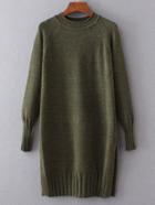 Shein Green Ribbed Trim Long Sweater