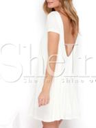 Shein White Short Sleeve Backless Dress