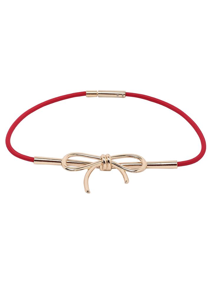 Shein Metal Bowknot Elastic Belt - Red