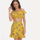 Shein Open Shoulder Polka Dot Top With Skirt