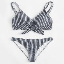 Shein Twist Front Striped Bikini Set
