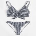Shein Twist Front Striped Bikini Set