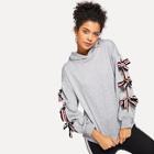 Shein Cut Out Knot Sleeve Hoodie Sweatshirt