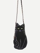 Shein Black Cat Design Pu Crossbody Chain Bag