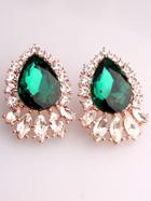 Shein Green Drop Gemstone Gold Earrings