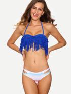 Shein Contrast Cutout Fringe Bikini Set