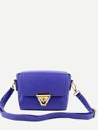 Shein Purple Pebbled Faux Leather Turnlock Flap Bag