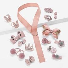 Shein Toddler Girls Mixed Shaped Hair Clip & Hair Tie 18pcs