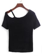 Shein Asymmetric Cutout Neck Short Sleeve Sweater
