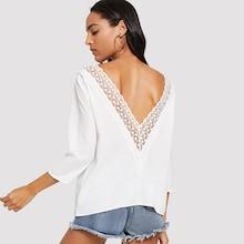 Shein Lace Trim Cuff Solid Top