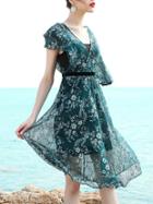 Shein V Neck Two-pieces Lace Dress