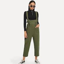 Shein Drawstring Detail Solid Jumpsuit