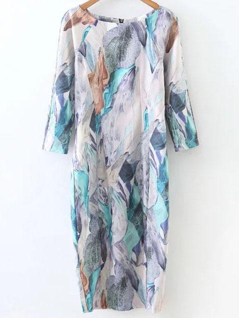 Shein Multicolor Floral Zipper Back Sheath Dress