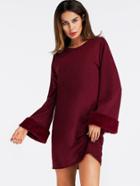 Shein Faux Fur Cuff Shift Dress