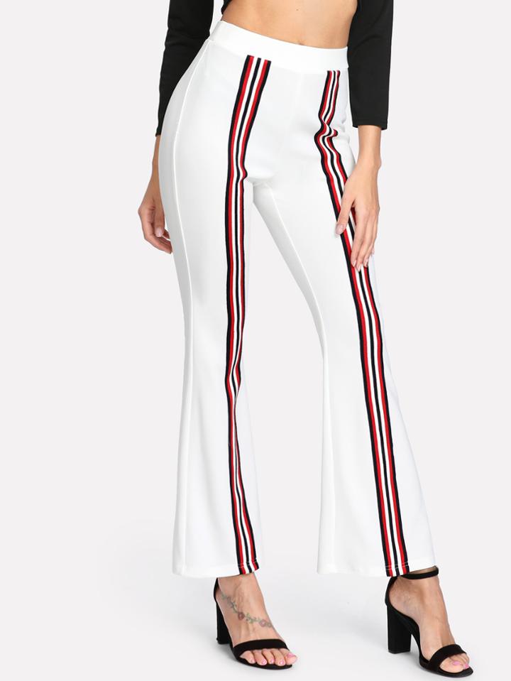 Shein Striped Front Flare Hem Pants
