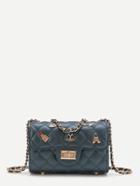 Shein Lipstick And Tower Detail Quilted Chain Bag