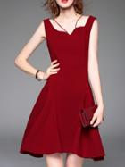 Shein Burgundy Strap Backless A-line Dress