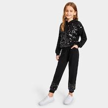 Shein Girls Contrast Sequin Hoodie & Pants Set