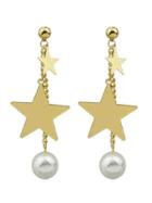 Shein Gold Long Star Pearl Pendant Earrings