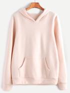 Shein Pink Hooded Long Sleeve Pocket Sweatshirt