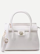 Shein White Pebbled Pu Flap Handbag With Strap