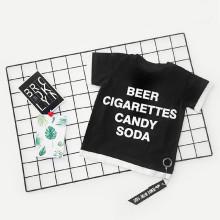 Shein Girls Contrast Tape Letter Print T-shirt