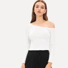 Shein Asymmetrical Neck Solid Fitted Top