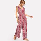 Shein Daisy Print Tassel Tied Jumpsuit