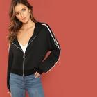Shein Contrast Tape O-ring Zip Up Sweatshirt