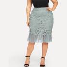 Shein Plus Guipure Lace Overlay Mesh Skirt