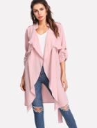 Shein Roll Tab Sleeve Flap Front Belted Coat